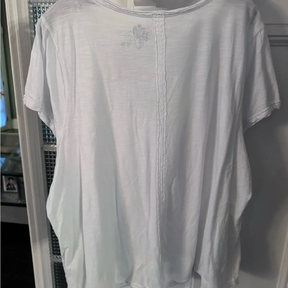 NEW Pilcro Anthropologie White V-Neck Cotton  Blend Shirt Size 3X - Picture 3 of 10